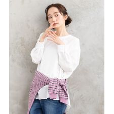 【大きいサイズ】21号(6L～) FONTLAB ジョーゼットロングブラウス