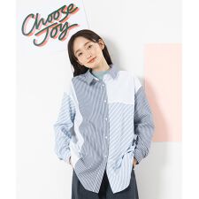 【大きいサイズ】21号(6L～) FONTLAB ストライプクレイジーパターンシャツ