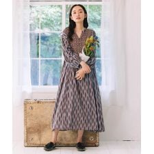 サブストリート(sab street)の【大きいサイズ】15号(3L) INDESIGN MIXプリントスキッパーワンピース