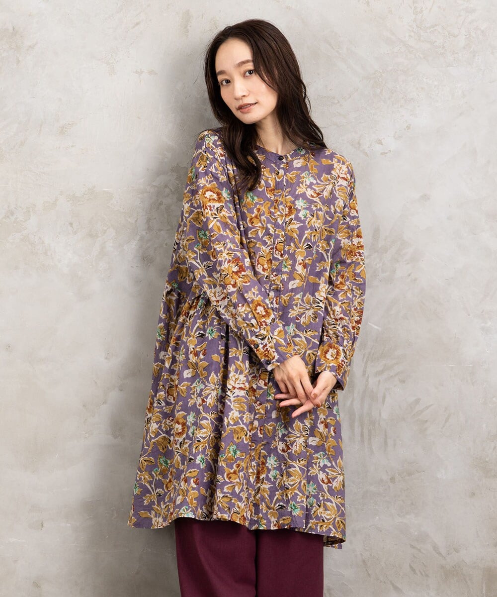 サブストリート（sab street）/【大きいサイズ】15号(3L) フラワープリントサイドギャザーチュニック 大きいサイズ】15号(3L) フラワープリントサイドギャザーチュニック