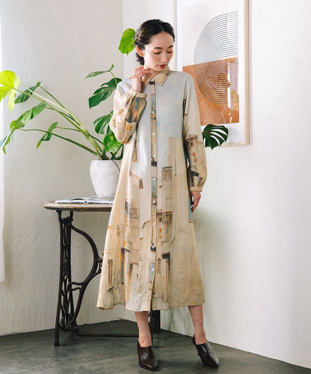 DoCLASSE ファッション カラフル建物デザイン ノースリーブチュニック