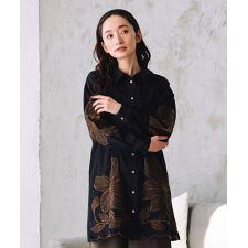 サブストリート(sab street)の【大きいサイズ】15号(3L) INDESIGN フラワーエンブロイダリーシャツチュニック