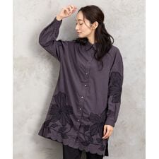 サブストリート(sab street)の【大きいサイズ】15号(3L) INDESIGN フラワーエンブロイダリーシャツチュニック