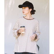 サブストリート(sab street)の【大きいサイズ】15号(3L) FONTLAB サイドスイッチボーダーカットソー