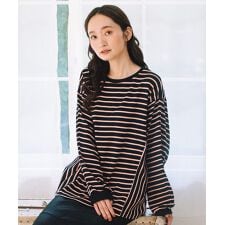 【大きいサイズ】21号(6L～) FONTLAB サイドスイッチボーダーカットソー