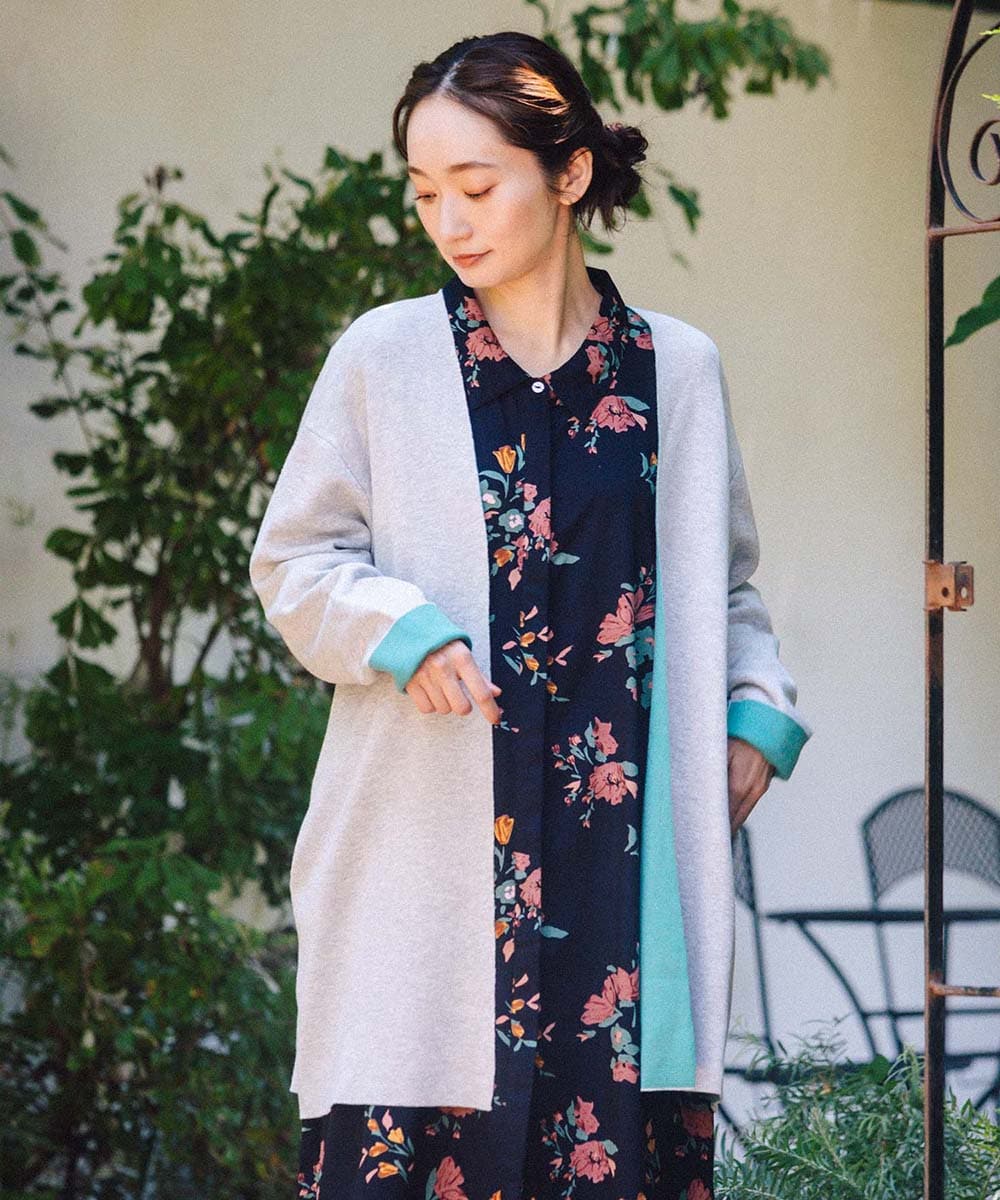 サブストリート（sab street）/【大きいサイズ】21号(6L〜) FONTLAB Wフェイス配色コーディガン 大きいサイズ】21号(6L～) FONTLAB Wフェイス配色コーディガン | サブ