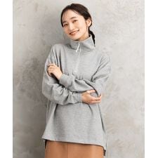 【大きいサイズ】FONTLAB ラメ裏毛ハーフジップスウェット