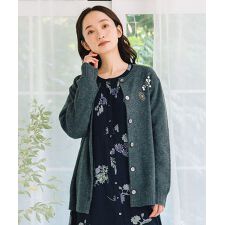 サブストリート(sab street)の【大きいサイズ】(ロジーク) [30th]ビジューブローチライクニットカーディガン