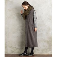 サブストリート(sab street)の【大きいサイズ】21号(6L～) FONTLAB マシュマロスウェードVネックジャンパースカート