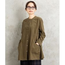 サブストリート(sab street)の【大きいサイズ】21号(6L～) INDESIGN コーデュロイバンドカラーシャツ