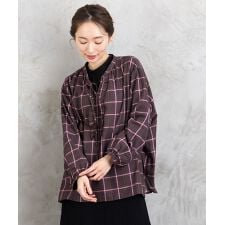 【大きいサイズ】【sabstreet bis】【web限定】 アソートチェックフリルラインブラウス