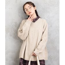 サブストリート(sab street)の【大きいサイズ】【sabstreet bis】【web限定】 Aラインケーブルニットプルオーバー