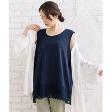 【大きいサイズ】【抗菌・防臭】裾レースタンクトップ
