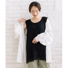 【大きいサイズ】21号(6L～) 【抗菌・防臭】裾レースタンクトップ