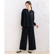 21号 FONTLAB　キーネックカットソー×ワイドタックパンツセットアップ