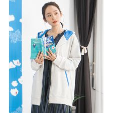 【大きいサイズ】21号(6L～) Bleu tango マチルダプリント裏毛ジップフーディ