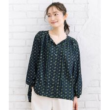 【大きいサイズ】フラワージャカードデニムブラウス
