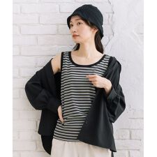 【大きいサイズ】21号(6L～) ボーダーテレコタンクトップ