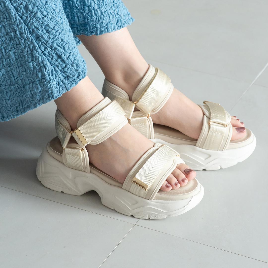 シアーリボンポインテッドセパレートサンダル(M アイボリー