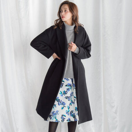 ｗｅｂ別注 パイピングウエストベルトショールカラーコート ビアッジョブルー Viaggio Blu ファッション通販 マルイウェブチャネル Ca000 857 01