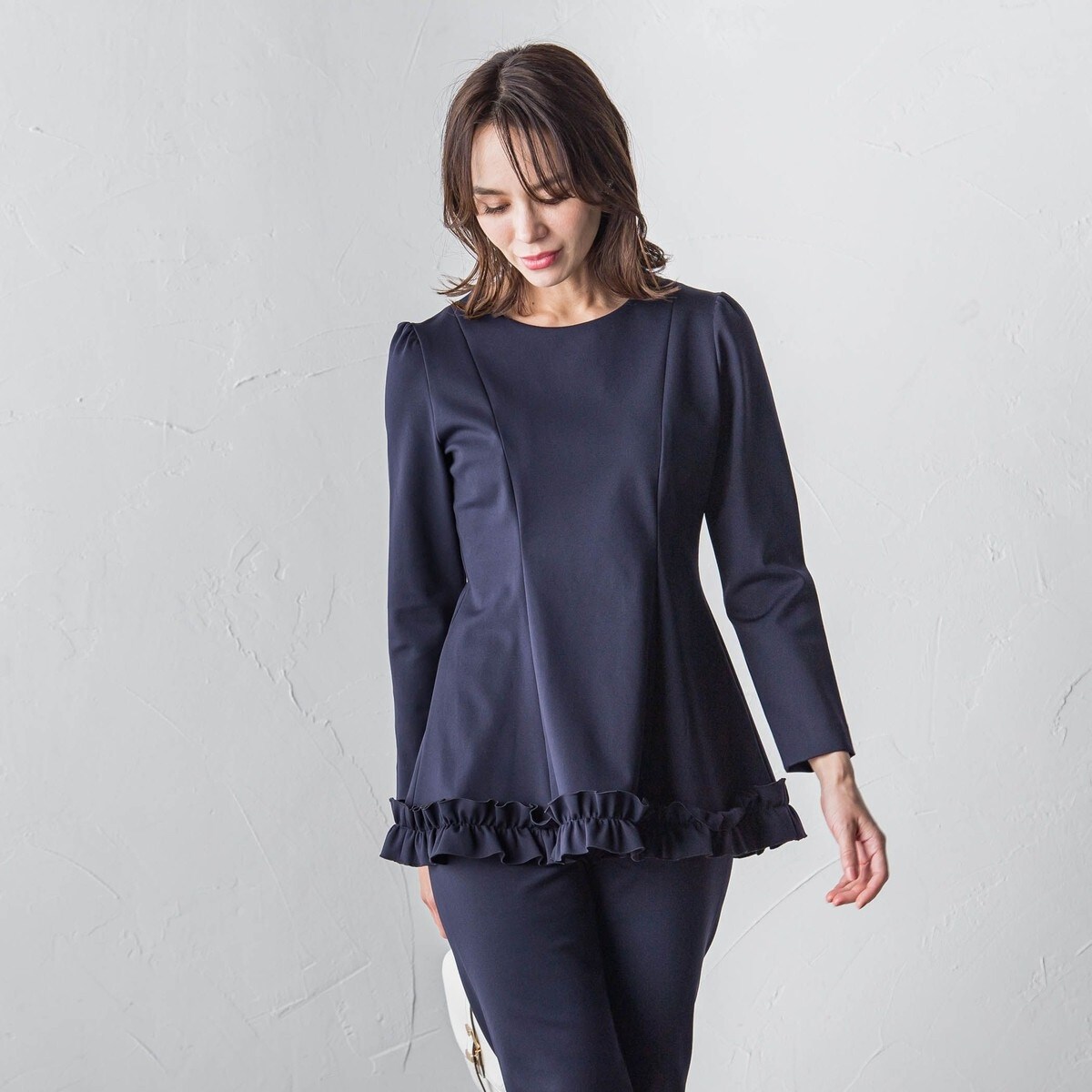 Like Rubber Jersey裏起毛フリルブラウス≪洗濯機で洗える