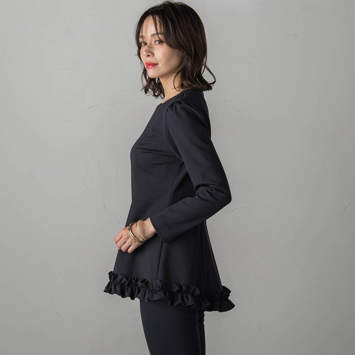 Like Rubber Jersey裏起毛フリルブラウス≪洗濯機で洗える