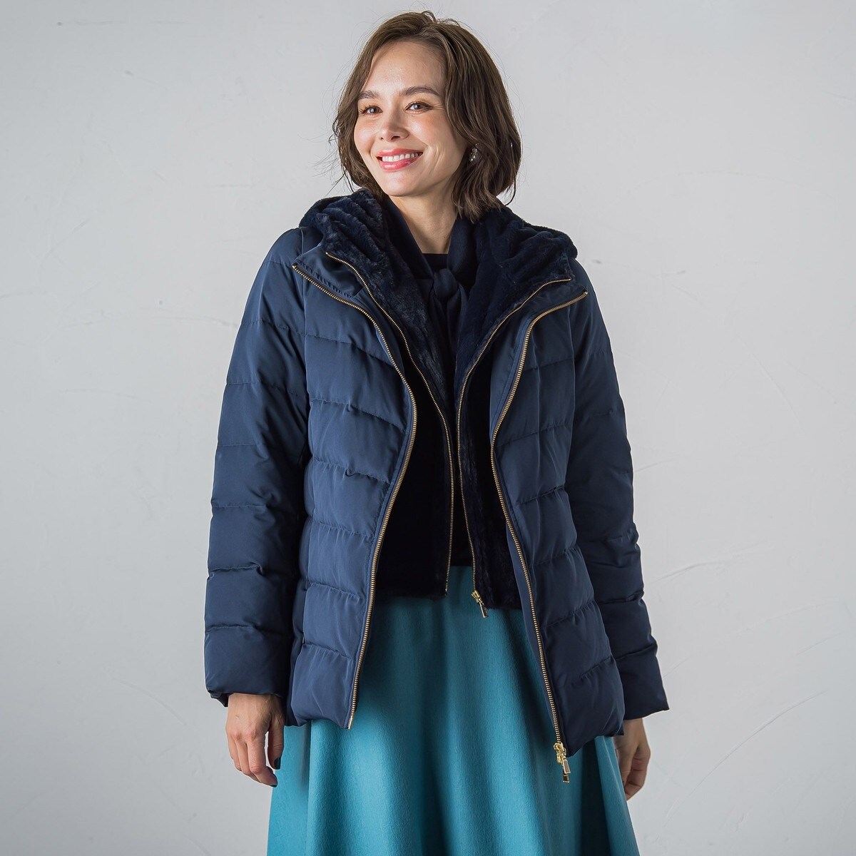 ファー付き2wayショートダウン | ビアッジョブルー(Viaggio blu