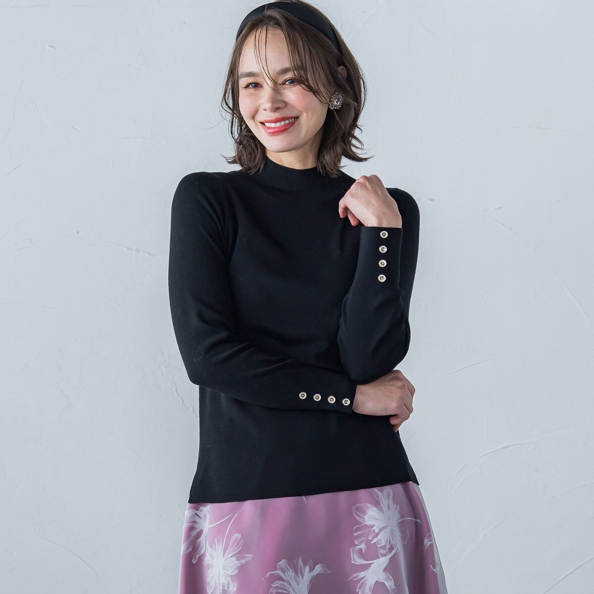 刺繍×ビジューニットプルオーバー≪手洗い可能≫ | ビアッジョブルー