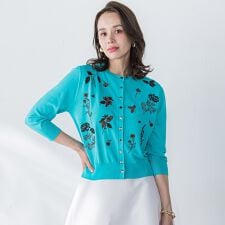 【新色追加】ハーブ刺繍カーディガン≪手洗い可能≫