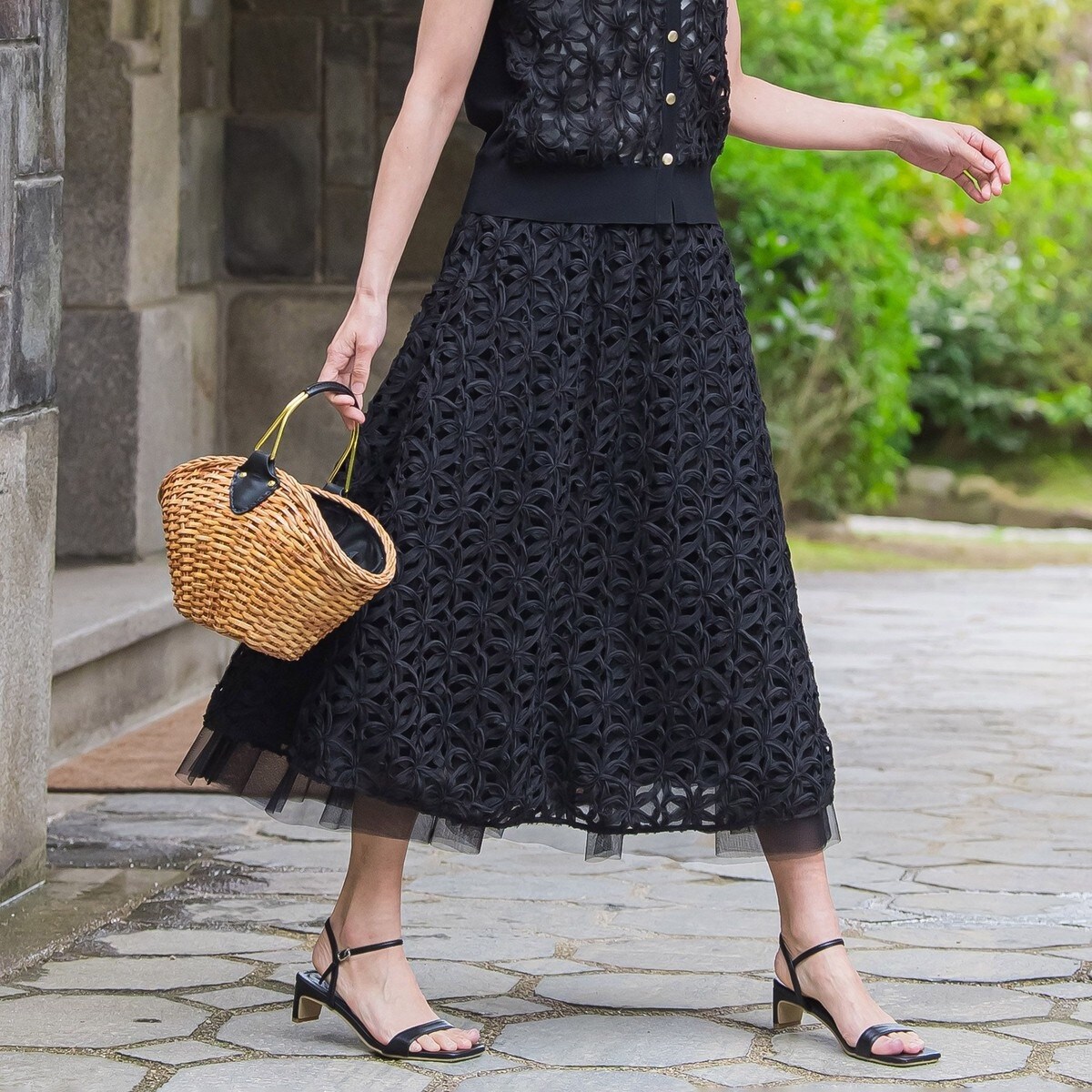 チェーンプリントスカート≪洗濯機で洗える≫ | ビアッジョブルー