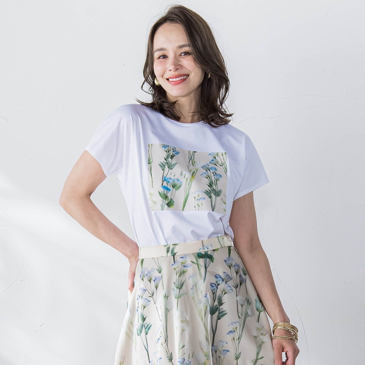Viaggio Blu / ビアッジョブルー リシアンサスプリントTシャツ≪洗濯機で洗える≫ リシアンサスプリントブラウス≪洗濯機で洗える≫ | Viaggio Blu