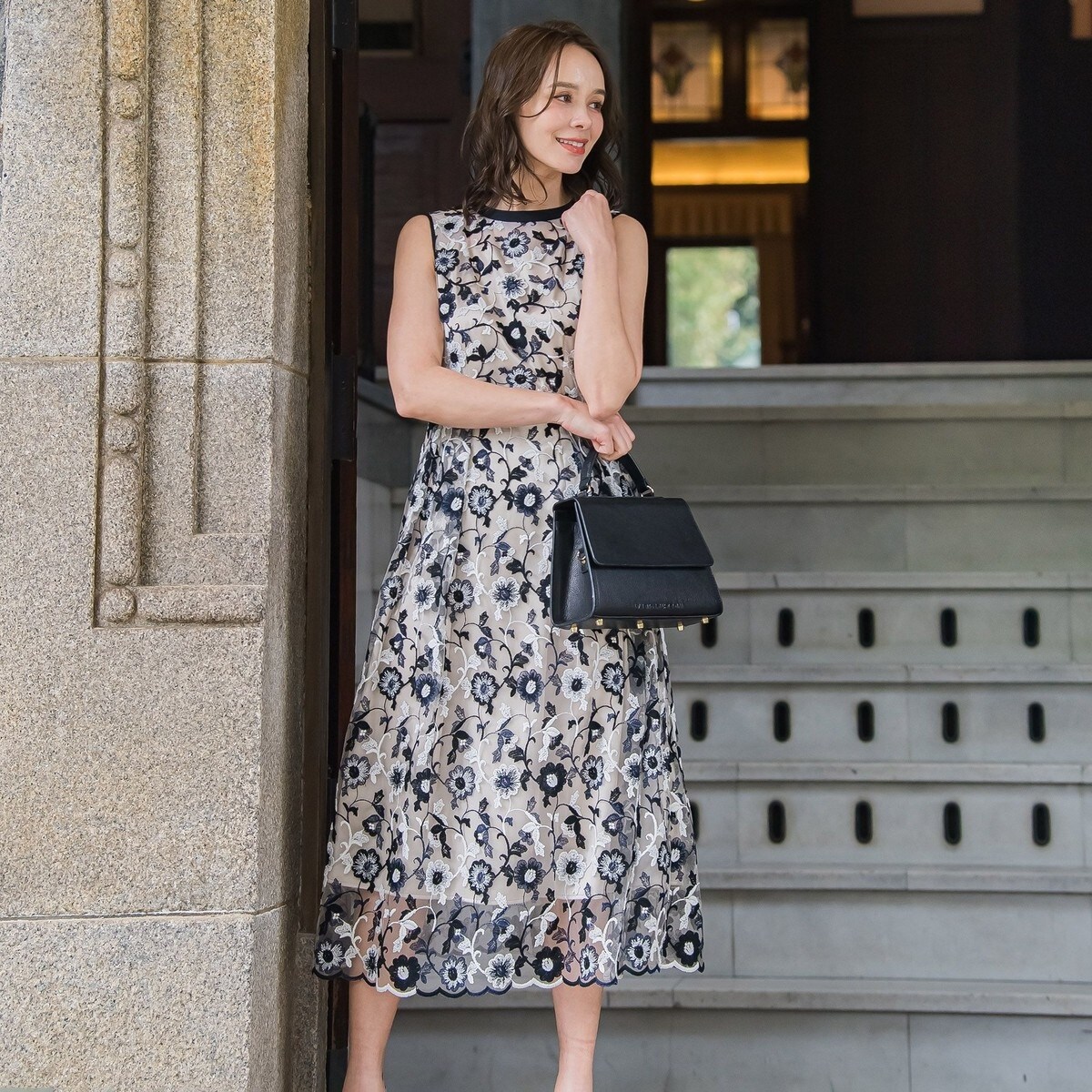 hinari フラワー刺繍チュールレースワンピース hinari ワンピース