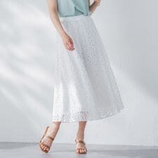 ビアッジョブルー(Viaggio blu)のミニフラワーチュールレーススカート≪洗濯機で洗える≫