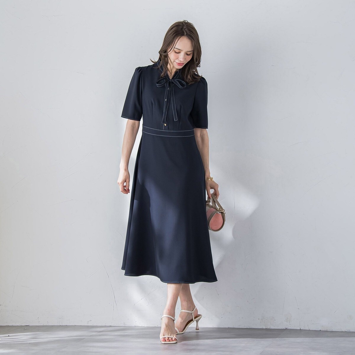 配色ステッチワンピース≪洗濯機で洗える≫ | ビアッジョブルー