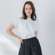 フラワーモチーフカットソー≪手洗い可能≫