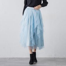 ラッフルチュールスカート≪洗濯機で洗える≫