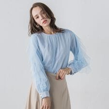 チュールレイヤードブラウス≪洗濯機で洗える≫