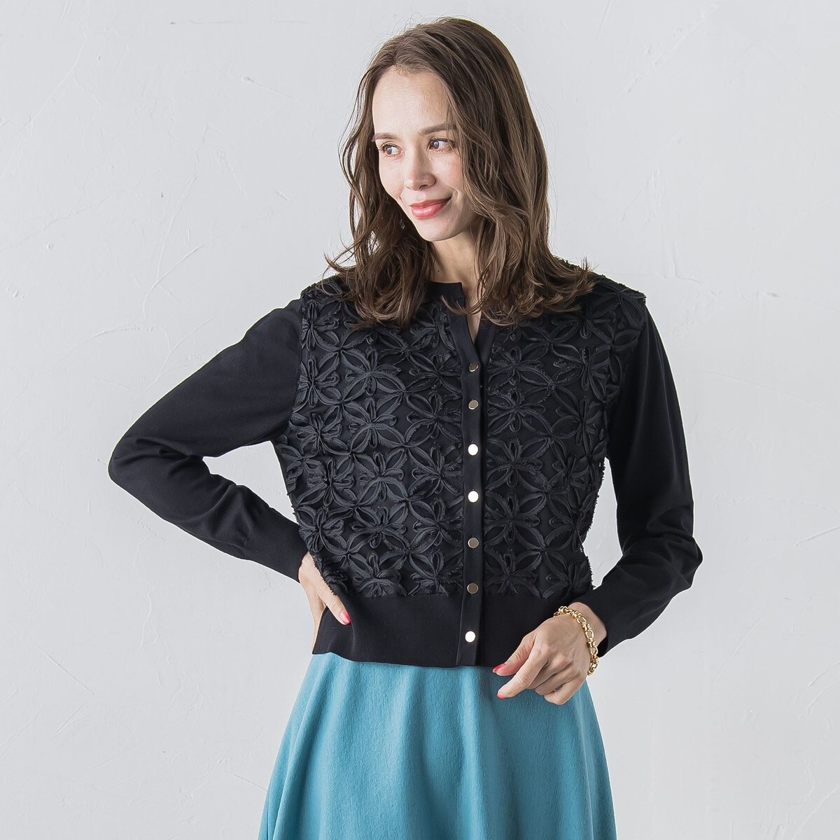 極美品✨今季新作 定価2.8万　ビアッジョブルー フラワー チュールカーディガン フラワーチュールスカート | Viaggio Blu (Women)/ビアッジョ