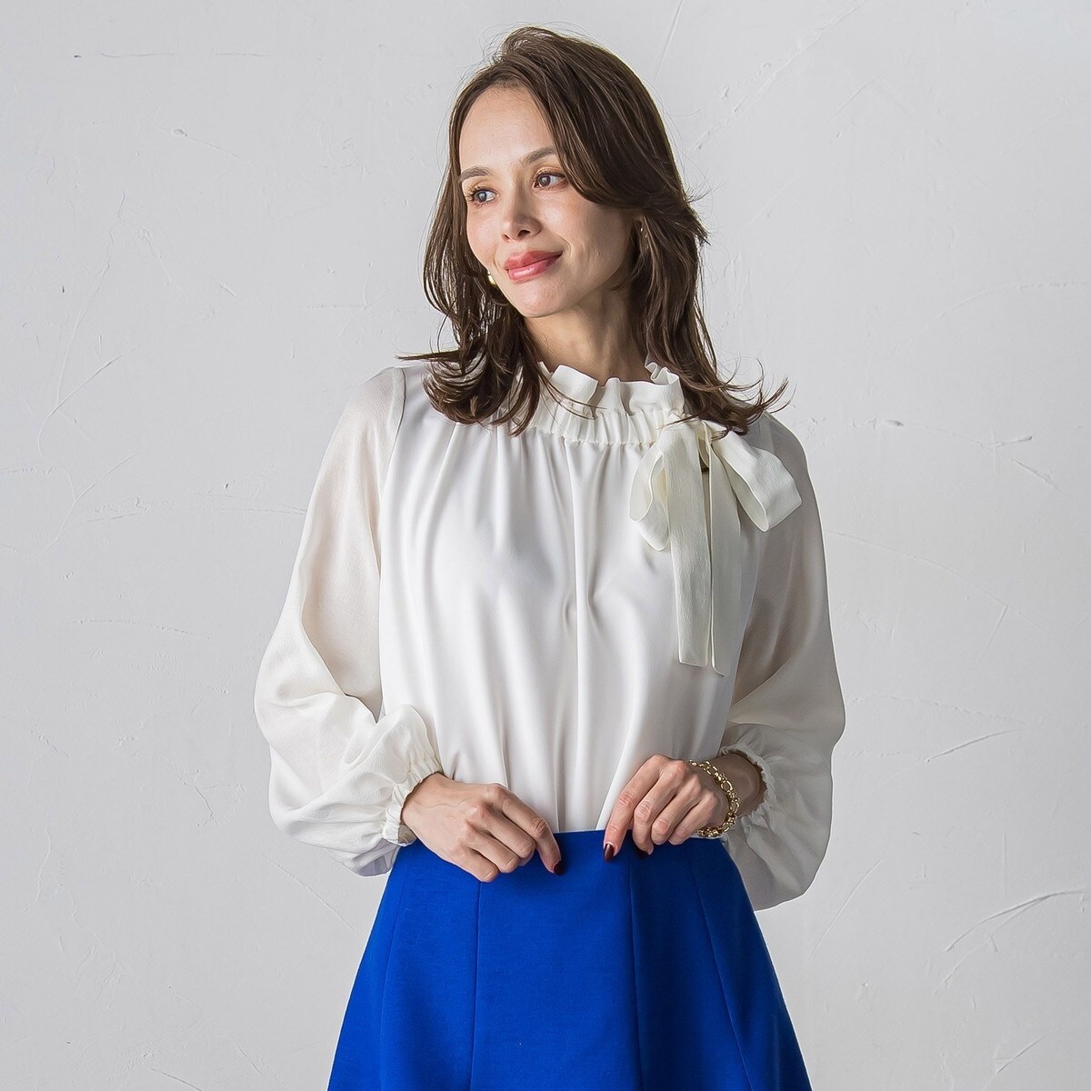 viaggio blu ブラウス 刺繍 総レース 長袖 ネイビー コットン 新色追加】七分袖レースブラウス≪洗濯機で洗える≫ | Viaggio