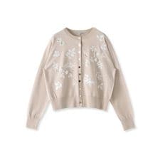 ビアッジョブルー(Viaggio blu)のボタニカルモチーフ刺繍カーディガン