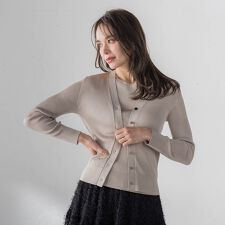 LUCINDAリブニットVカーディガン