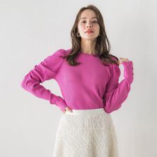 シャーリングスリーブニット