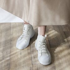 【22秋冬新作】厚底レースアップニットブーツ