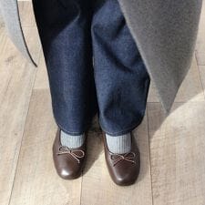 【25秋冬新作】丸ヒールバレエシューズ【低反発スポンジ入り】