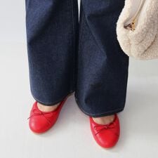 【25秋冬新作】本革ラウンドバレエシューズ【低反発スポンジ入り】