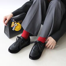 【25秋冬新作】異素材ミックス厚底スニーカー