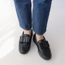 【26春夏新作】リボンローファー厚底スリッポン【低反発スポンジ入り】