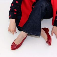 【26春夏新作】ラウンドトゥエナメルバレエシューズ【低反発スポンジ入り】