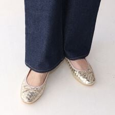 【26春夏新作】スクエアトゥカタオシメッシュバレエシューズ【低反発スポンジ入り】