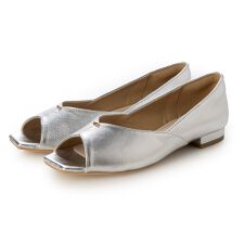 【26春夏新作】スクエアオープントゥVカットフラットシューズ【低反発スポンジ入り】